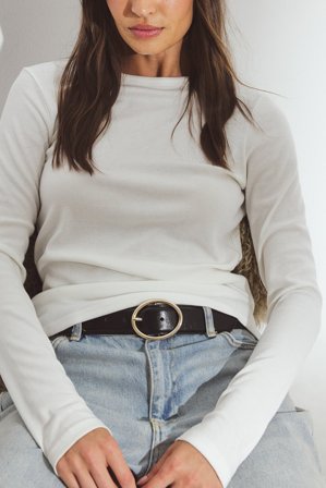 Premium Selection gepolsterter Ledergürtel mit ovaler Schnalle - Gürtel - Schwarz - Medium/Large