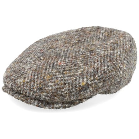 Stetson - Brown flatcap Czapka Z Daszkiem - Kent Herringbone Grey Flat Cap @ Hatstore