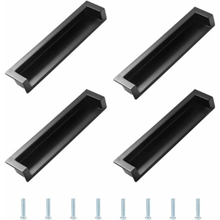 Piilotetut ovenkahvat, upotetut kahvat, upotetut kahvat piilokiinnityksellä kaapin laatikoihin (mattamusta, 105 mm)