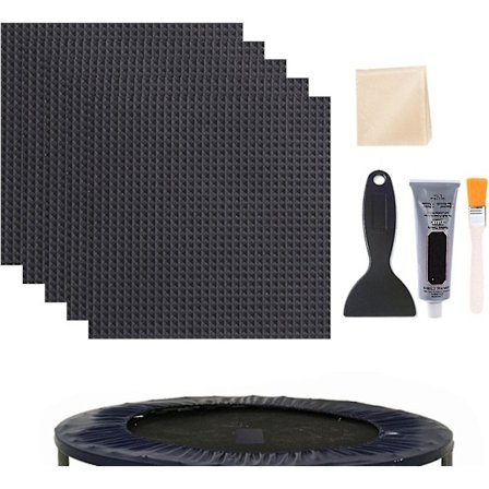 5-pak Hurtig Trampoline Lappe Reparasjonssett 4 X 4 Kvadratiske Lappe Sett Med Lim Børst Skrape Hansker Og Tørk Trampoline Matte Reparasjonstilbehør 