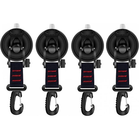 4 kroker med sugekopp, kraftig sugeanker, ABS svart, ingen boring, multifunksjonell for bobil, telt, markise, bildeksel