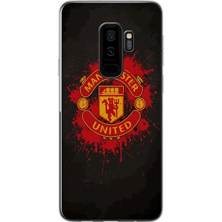 Kompatibelt Mobildeksel til Samsung Samsung Galaxy S9+ Manchester United logo i rød og gul farge med røff sportslig bakgrunn