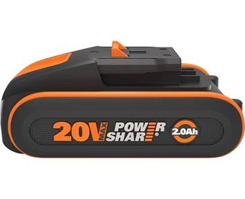 WORX 20V 2.0Ah battery with capability indicator, dual clam shell - 20V 2.0Ah-batteri med indikator och skyddande design