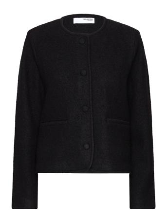 Slfdarla Ls Knit Short Cardigan D2 Black Selected Femme