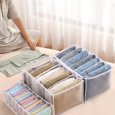 Jeans Opbevaringsboks, 2 Stykker Garderobe Organizer, Jeansboks Opbevaring, Mesh Separationsboks Tøjskuffe, til Bukser