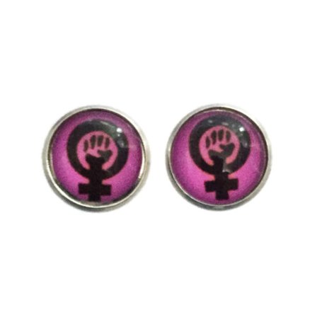 Earrings - Female Symbol - Venus - Purple/Silver - Studs