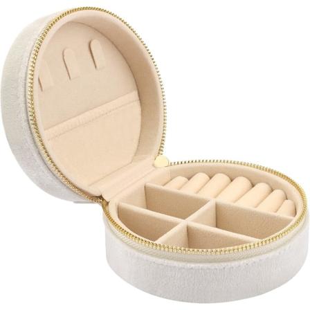 CDQ Mini Velvet-kotelo, resesmyckeskrin (Vit) Valkoinen