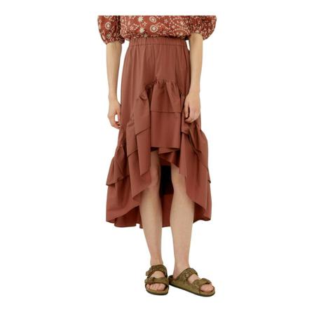 Silvian Heach Asymmetrical Nederdel with ruches Brun, Dame