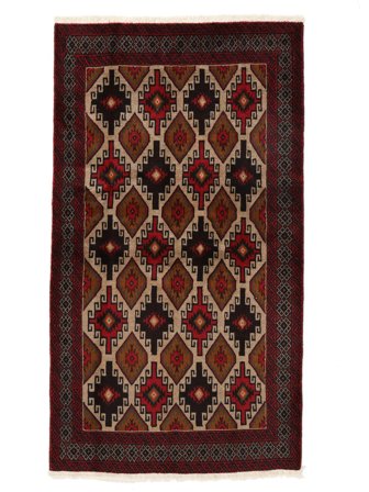 Baluch Rug Hand Knotted 102X183 Black/Brown Persia