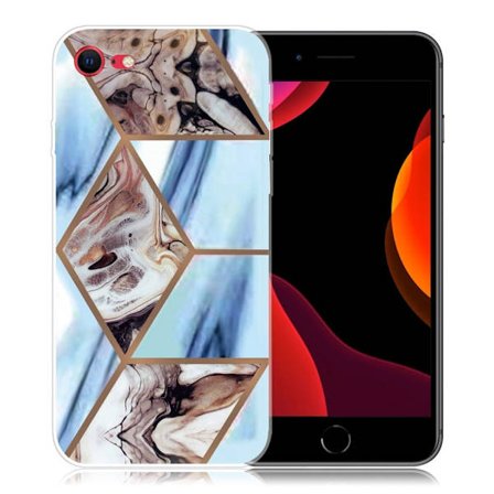Marmormotiv iPhone SE 2020 / iPhone 7 skal - Himmelsblå Och Brun Marmor