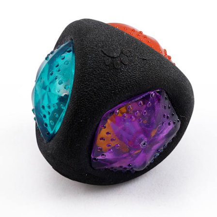 Hund glittrande gummiben, hund leksak trekantig svart boll - Lumi