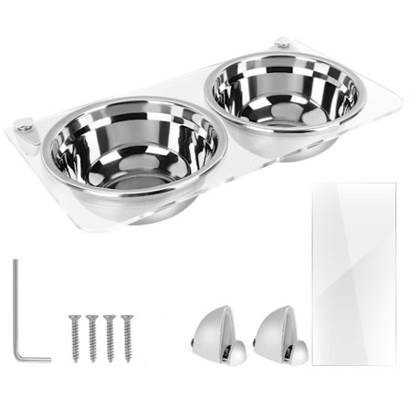 Elegant Kattskål Mat Skål Matningsskål Väggmonterad Vattendispenser