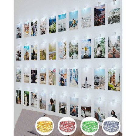 10m 100 LED-lys med 50 fotoklips for rom, jul, bryllup