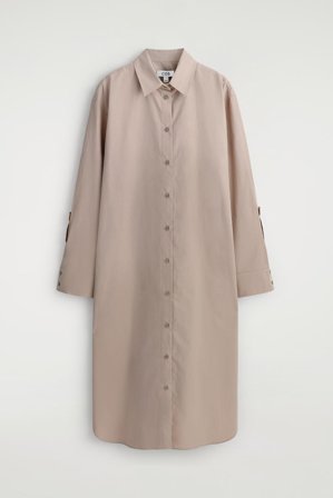 COS Frauen Hemdkleid Aus Baumwolle In Midilänge in Beige