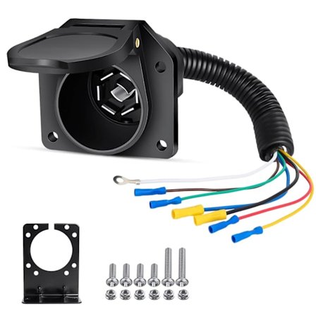 2025 Senaste Modell 7-vägs RV Släpvagn Ljus Kontakt Uttag 7-stifts Kabel Elektrisk Släpvagnsadapter Snabb Konverterare med Monteringsfäste, Tru