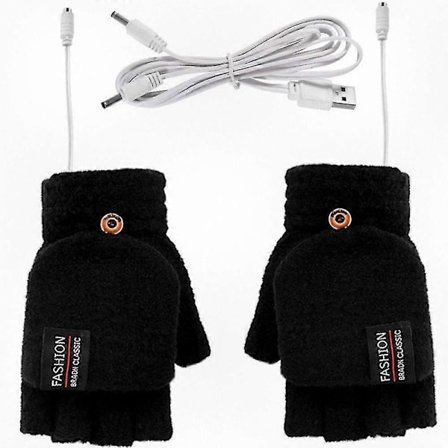 USB Uppladdningsbara Värmehandskar för Män Kvinnor Vinter Varma Termiska Hela Halvfinger Vantar Elektrisk Handvärmare