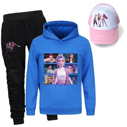 Kpop Demon Hunters jentesett med 3 deler bestående av sweatshirts, bukser og solhatter for gutter og jenter