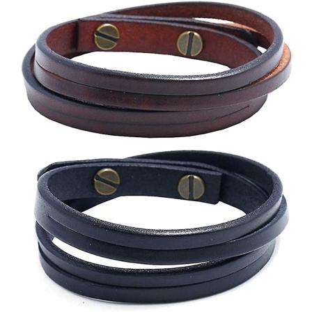 Personalisert armbånd for menn i premium lær og rustfritt stål, håndflettet