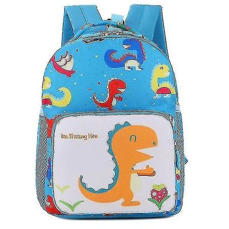 Tecknad dinosaurie-barnväska Baby Anti-lost skolryggsäck (blå)