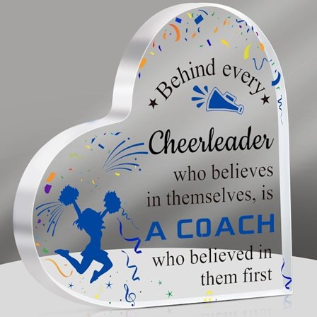 Cheer Coach Gåva Akrylskylt Plakett Cheerleading Coach Uppskattningsgåva Essentials Minnessak Kontorsbordsdekor Tack för Cheerleading Ledare