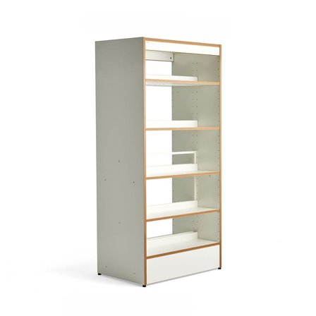 Kirjastohylly STORY, perusosa, kaksipuolinen, 1920x922x585 mm, 5 hyllytasoa, valkoinen