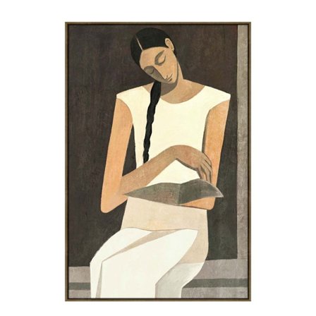 Lærredsvægkunst med ramme, 80x120 cm, Beige/Brun