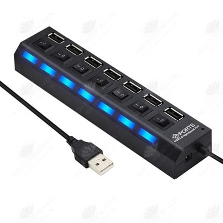 HTBE USB-fordeler en glide syv computer konverter hub usb multi-interface extender 7 porte med LED-lys