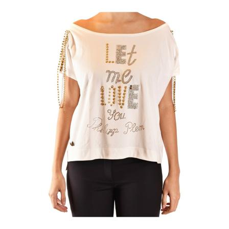 Philipp Plein, Tshirt Short Sleeves Wit, Dames, Maat:S