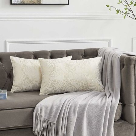 Cover 30 x 50 cm Sammetsguldblad Kuddfodral Beige Cover Dekorkudde för soffa Sovrum Vardagsrum Set om 2