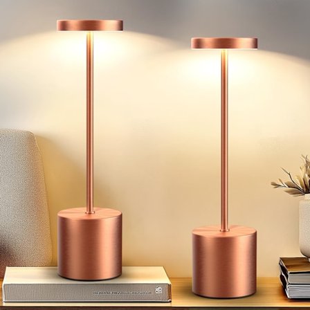 Trådløs 5000mAh batteridrevet lampe, 3-farvet dæmpbar LED, bærbar til soveværelse, spisestue, terrasse og udendørs (2 stk)