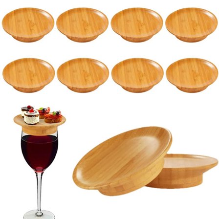 Pakke med 10 vinglas charcuterie toppers, vinglas covers, vinglas charcuterie toppers, træ, forretter tallerkener, dessert tallerkener til desserter