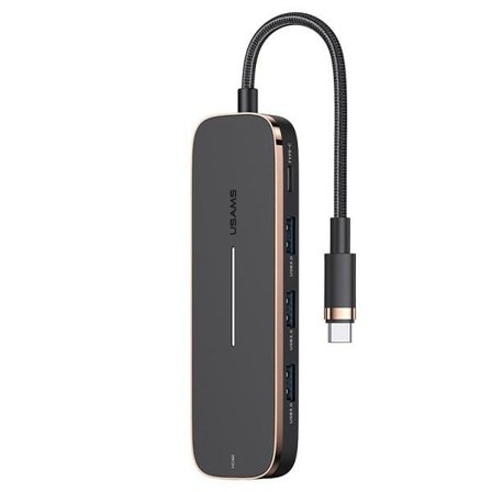 USAMS Adapter HUB 3xUSB + USB-C + HDMI svart/svart SJ578HUB01 (US-SJ578)