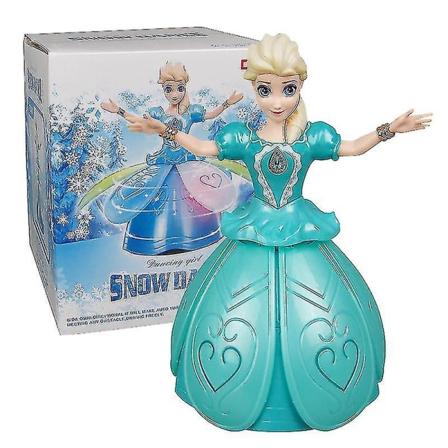 Snødansende Frozen Elsa-dukke, roterende, syngende, blinkende, julegave
