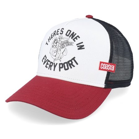 Coastal - "Hft Every Port Black/White/Burgundy A-Frame Trucker " Trucker White Cap - @ Hatstore