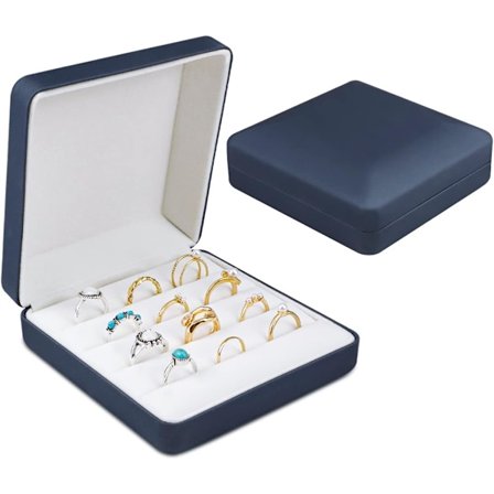 Smykke ring opbevaringsboks, lille smykkeboks, rejse smykkeboks, bærbar ring opbevaring display boks, PU læder ring bakke boks