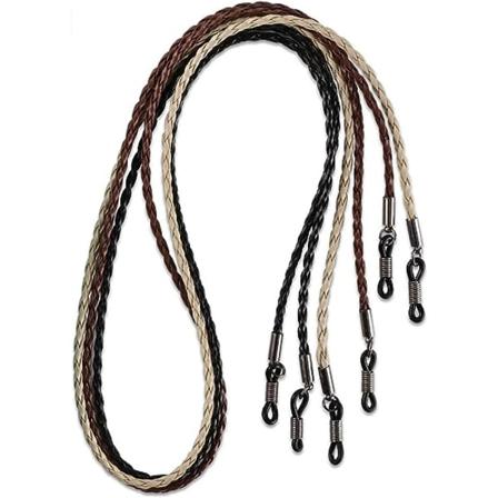 Elegante briller, solbriller kjedeholder flytende, sportsbånd, 3-pakning - PU-lær for menn kvinner (beige svart brun)