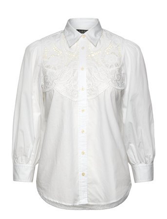 Lauren Ralph Lauren | Eyelet Cotton Broadcloth Shirt | XS