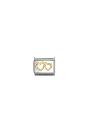 18k Gold Double Diamond Hearts