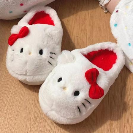 Sanrio plysj tøfler Hello Kittys Kawaii søt student høst vinter soverom myk polstret plysj soverom Aldult sko jenter Xmas Hello Kitty 36-37