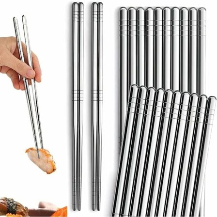 10 par koreanske rustfrie stål spisepinde genanvendelige skridsikkert design opvaskemaskine sikkert MODOU
