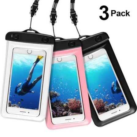 [3 styk] Vandtæt pose, AROYI [IPX8 certificeret] Vandtæt cover til iPhone, Samsung, Huawei smartphones og andre