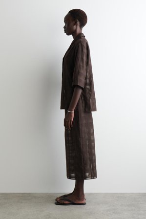 COS Sheer Checked Resort Shirt in Brown - Women