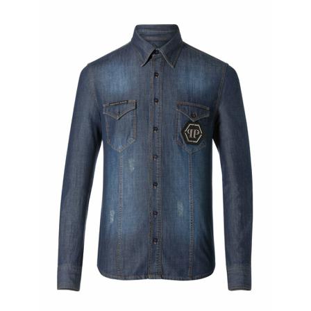 Philipp Plein - Skjortor - Blå - Herr - Storlek: S, Herr, Storlek: S