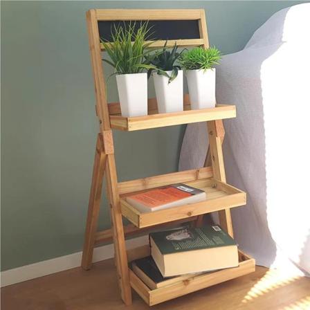 H&S Collection Växtställ med 3 våningar 39x17x76 cm trä Flerfärgsdesign