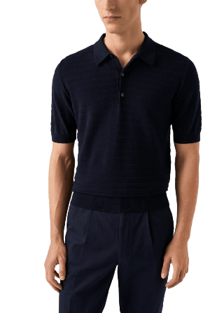 Eton Randig Piké Tröjor Herr Blå XL