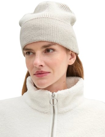 Tom Tailor Beanie Plaited Colorblock - Grey - ONE SIZE
