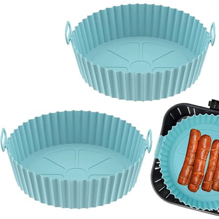 7,5" återanvändbar silikonform för airfryer (blå + grå)