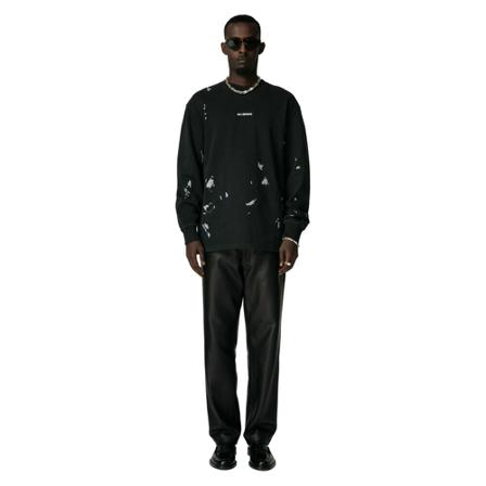 Han Kjøbenhavn, Logo Boxy Tee Long Sleeve Paint Zwart, Heren, Maat:XL