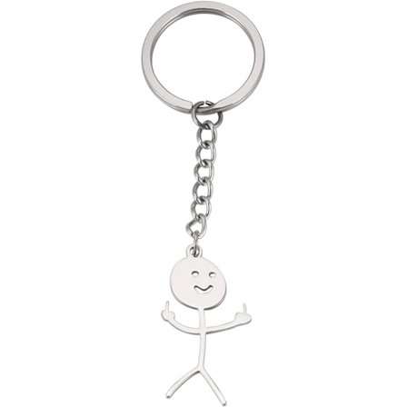 Rolig Smiley Face Figurine Teckenspråk Nyckelring Finger