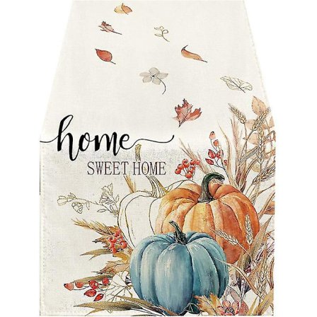 Høst Eukalyptusblader Gresskar Bordløper, Høst Thanksgiving Kjøkken Spisebord Dekorasjon F